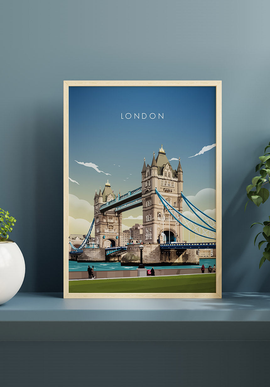 Illustrated Poster London Tower Bridge as a gift