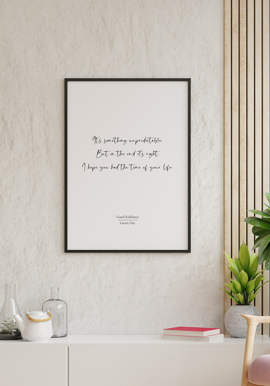 Lyric Poster Green Day Good riddance in the living room