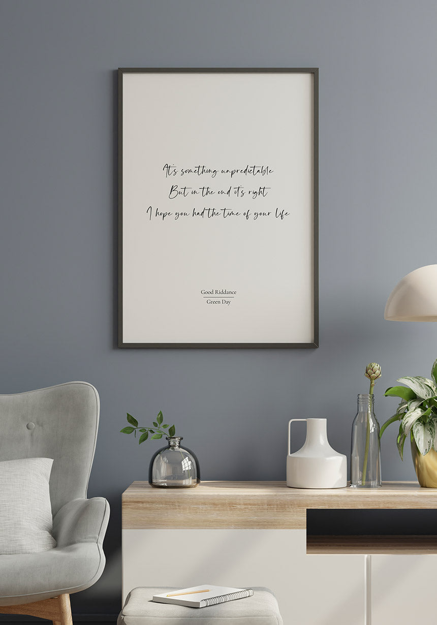 Lyric Poster Green Day Good riddance on gray wall