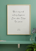 Lyric Poster John Legend All of me on mint-colored wall