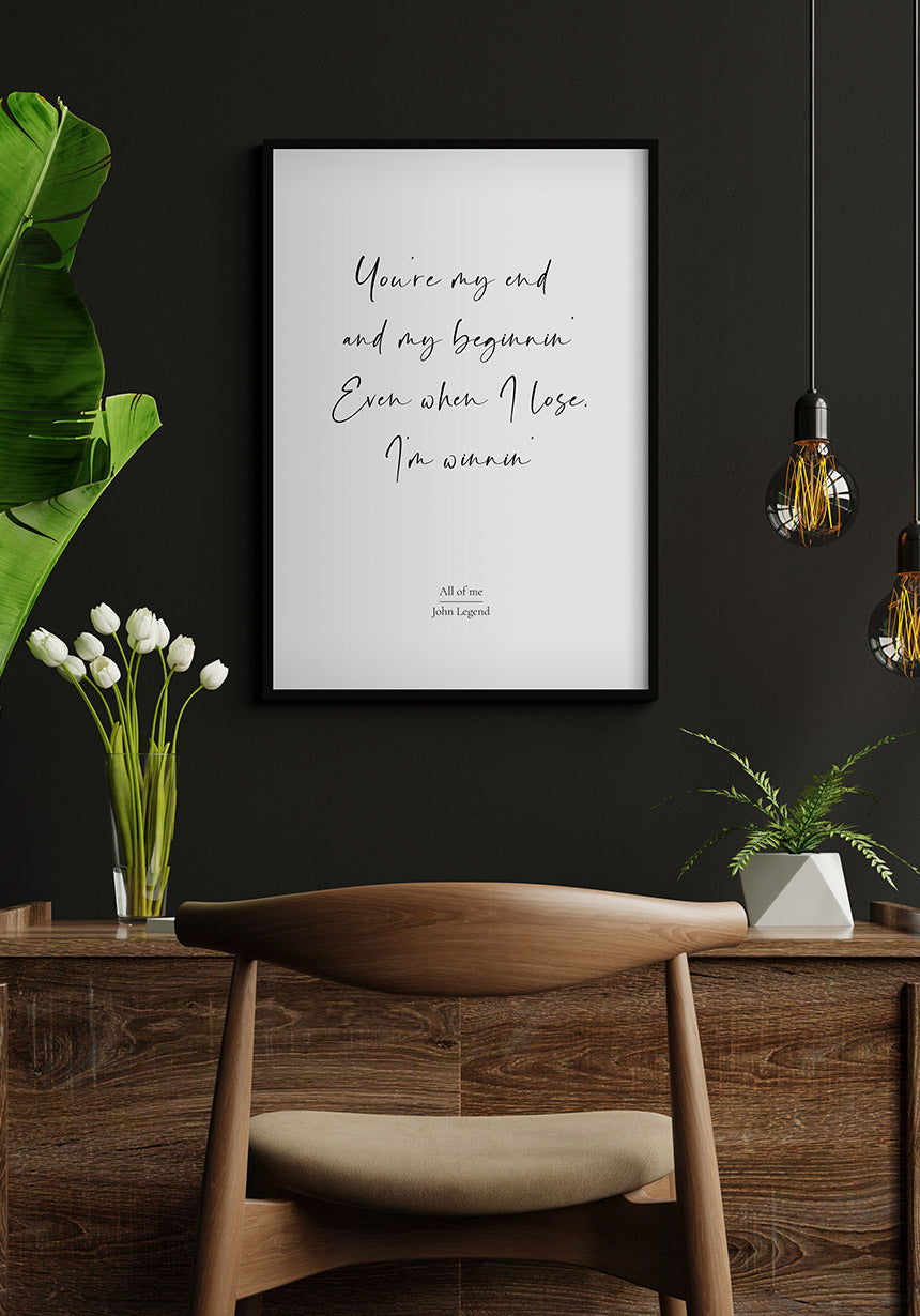 Lyric Poster John Legend All of me about Desk