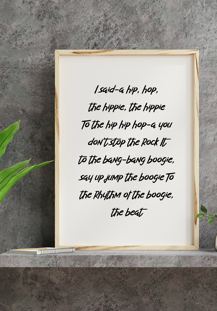 Poster lyrics rappers delight the sugarhill gang in wooden frame