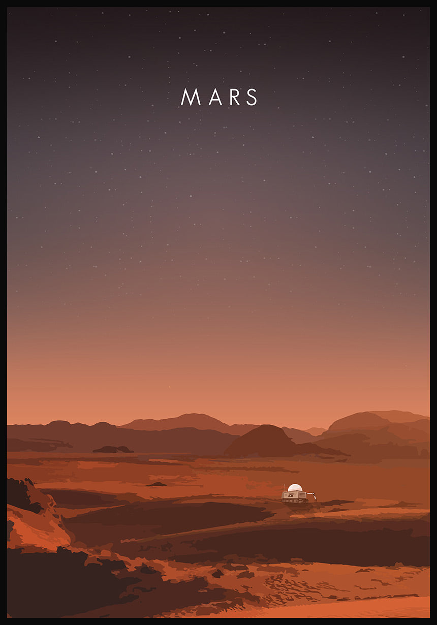Illustrated Poster Mars with Rover