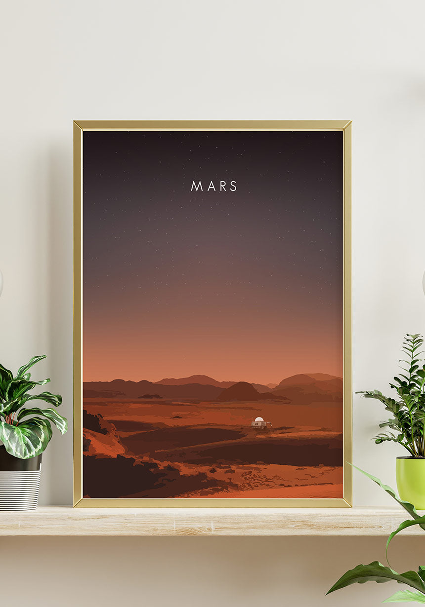 Illustrated Poster Mars with Rover as a gift