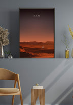 Illustrated Poster Mars with Rover Living Room
