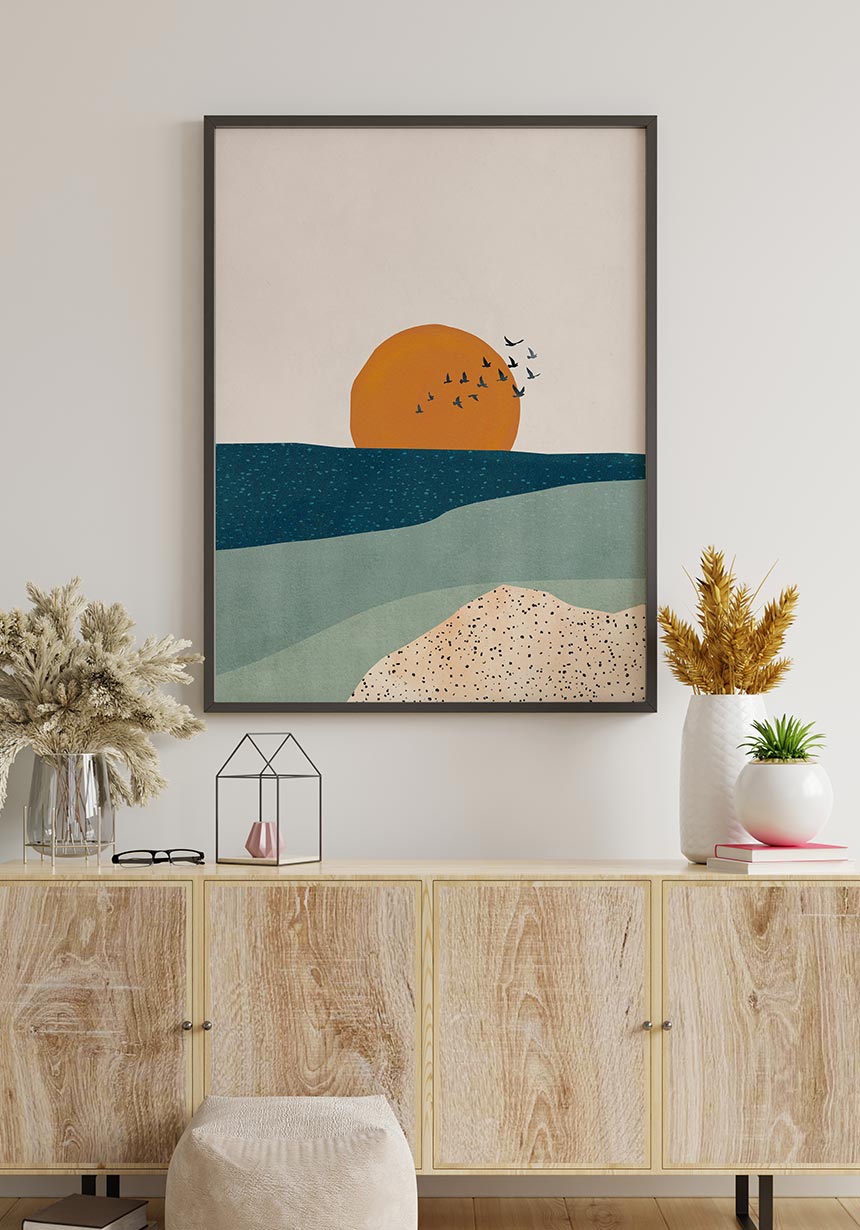 Poster sea and beach Luna e sole over sideboard