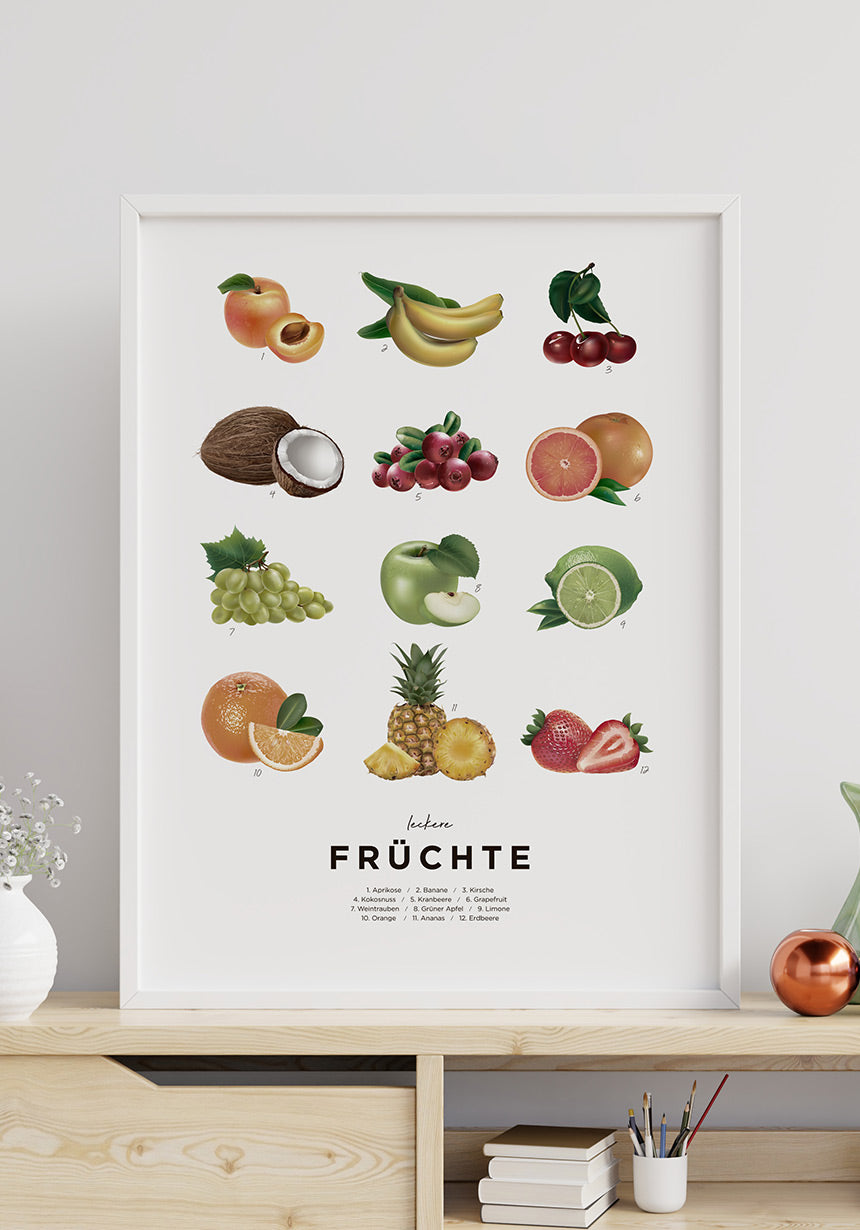 Delicious fruit posters within the frame