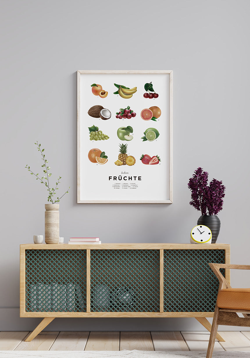Delicious fruit poster natural wood frame