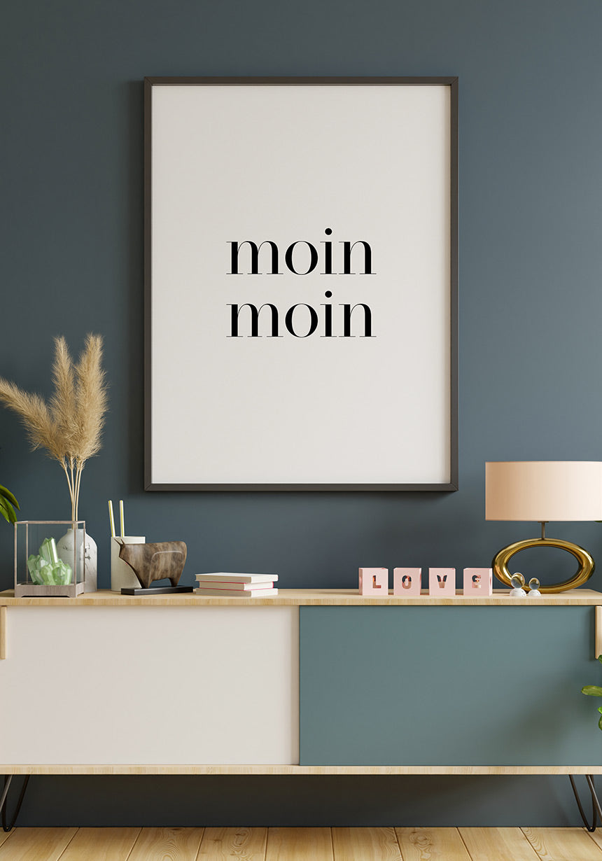 Poster moin moin typography on blue band