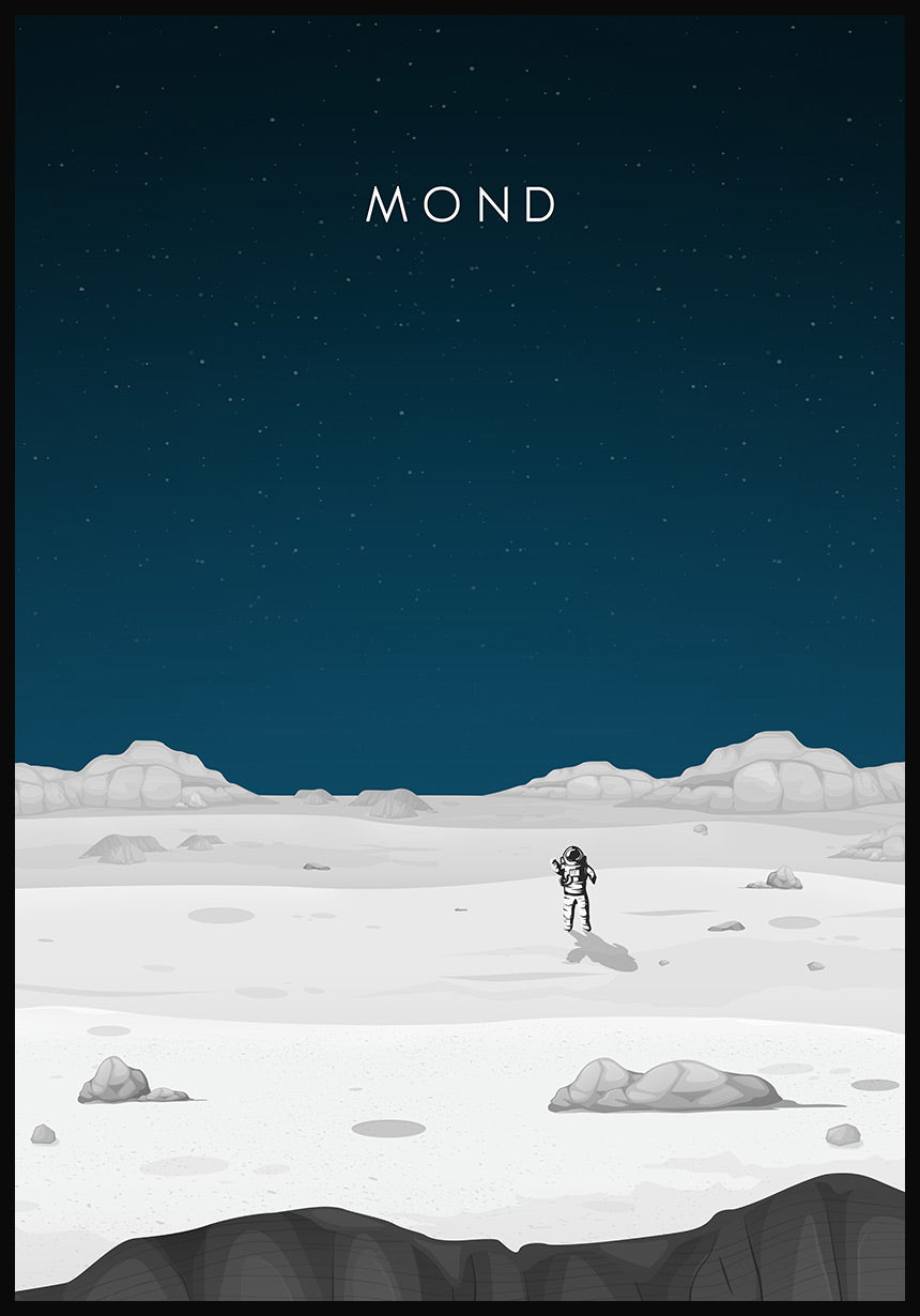 Illustrated Poster Moon with Astronaut