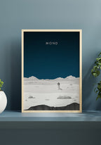 Illustrated Poster Moon with Astronaut for Home