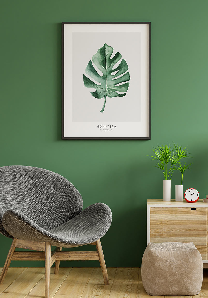 Poster Monstera Deliciosa in wooden frame