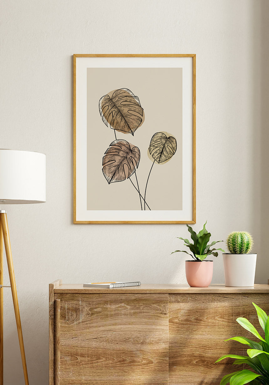 Monstera Lines Poster Illustration