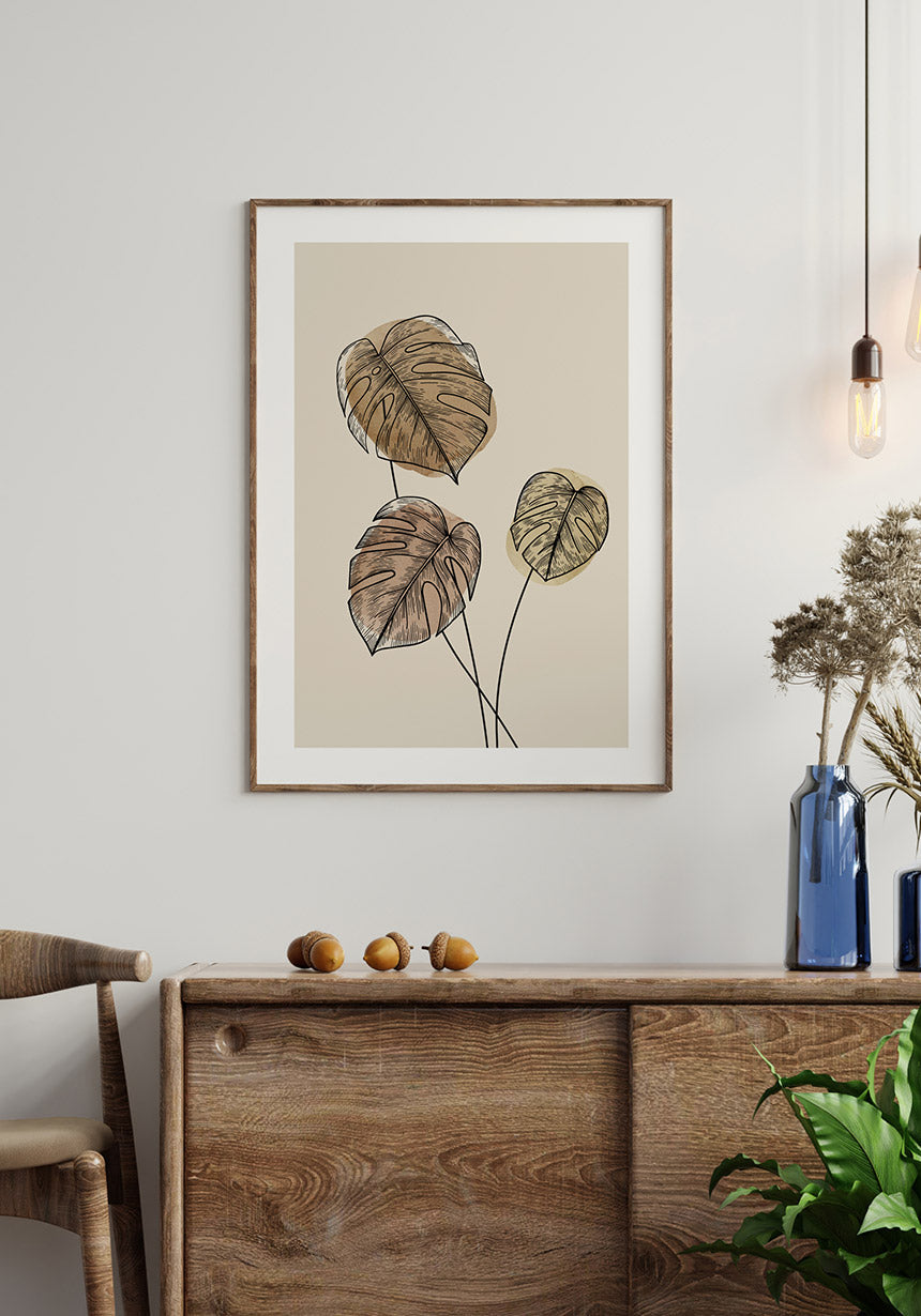 Monstera Lines Poster for Home