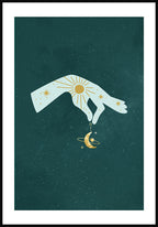 Mystical Hand Holds Half Moon Poster