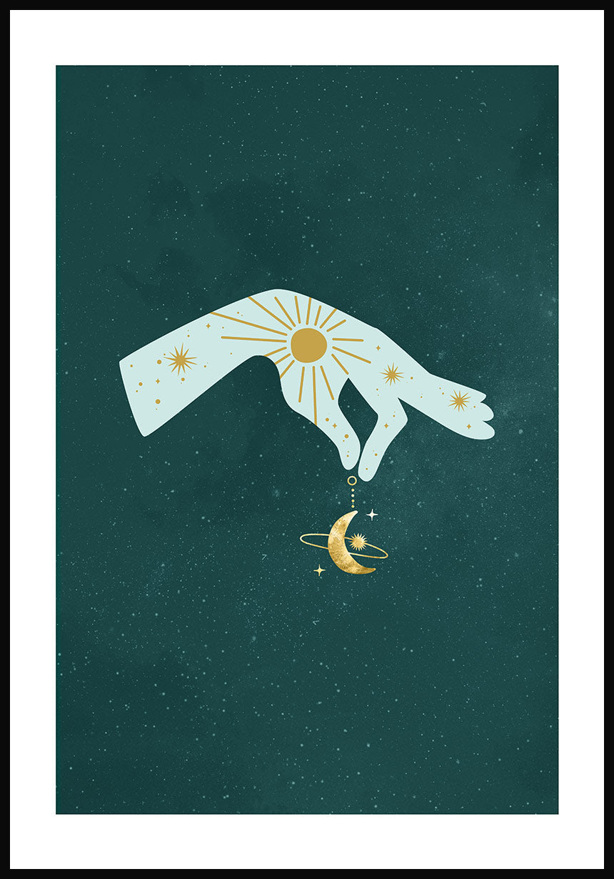 Mystical Hand Holds Half Moon Poster