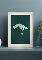 Mystical Hand Holds Half Moon Poster Image Frame