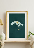 Mystical Hand Holds Half Moon Poster Bedroom