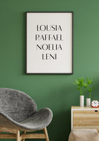 Personalisierbares Poster mit Namen der Familie moderne Schrift