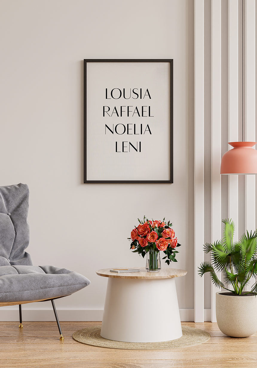 Personalisierbares Poster mit Namen der Familie Wanddeko