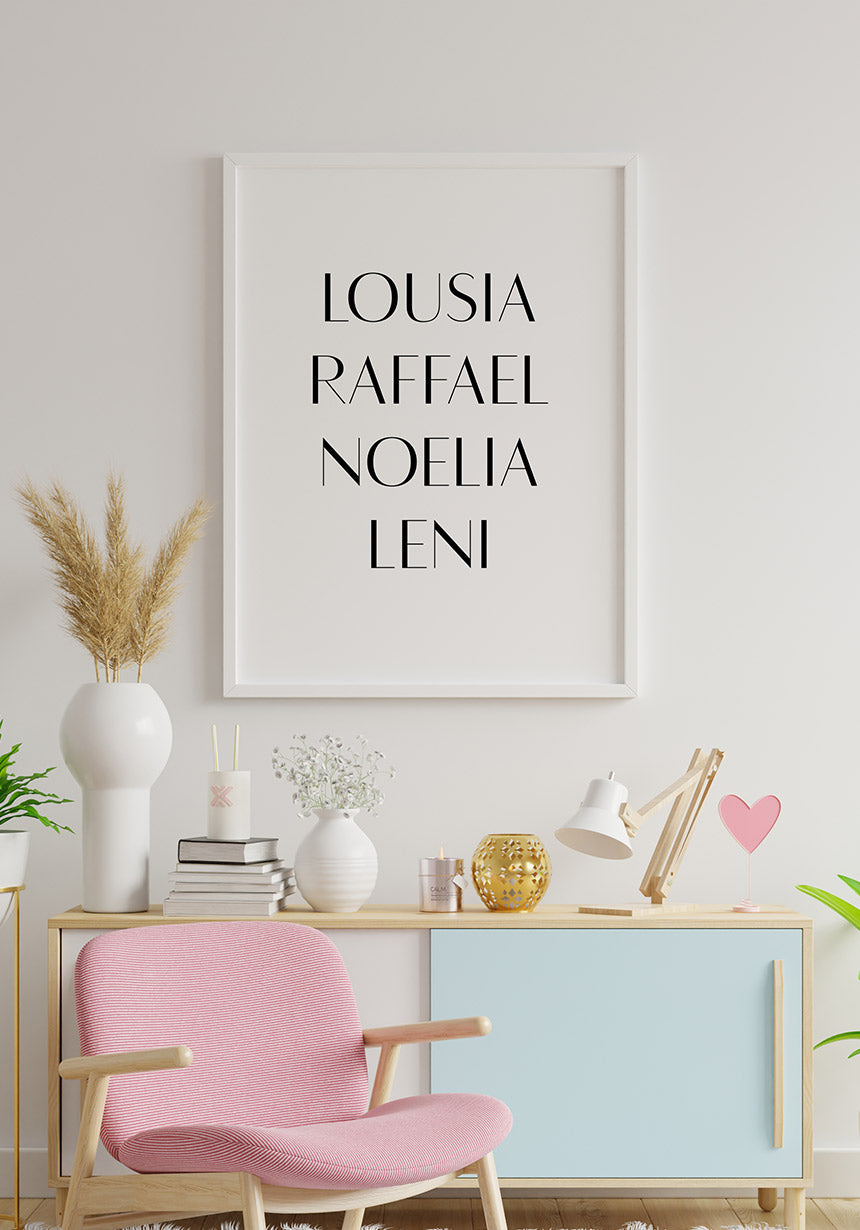 Personalisierbares Poster mit Namen der Familie für Zuhause