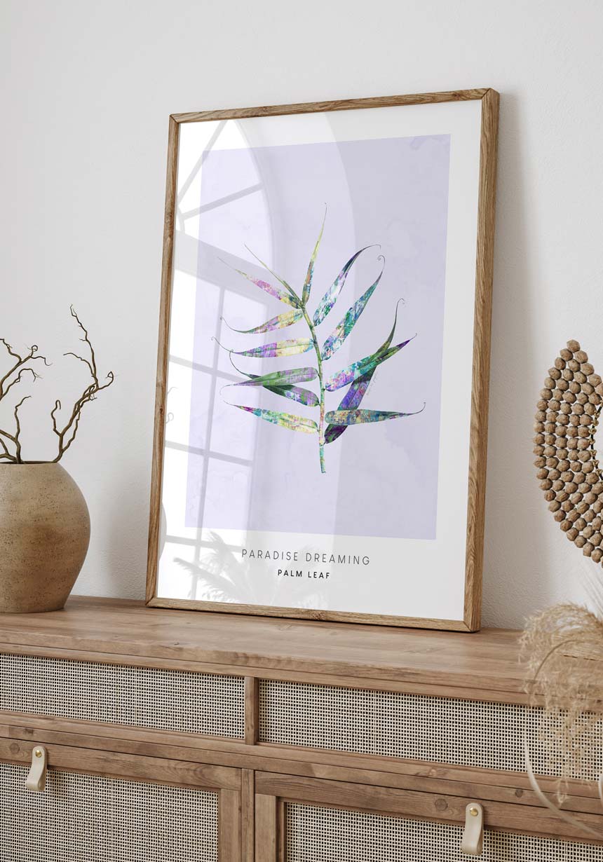 Poster Illustration palm leaf in wooden frame