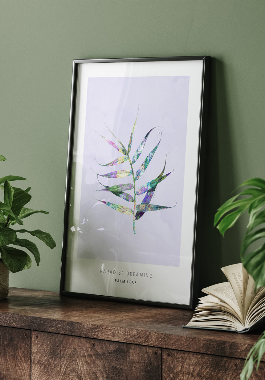 Poster Illustration palm leaf in black frame
