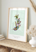 Poster tropical palm leaf in wooden frame