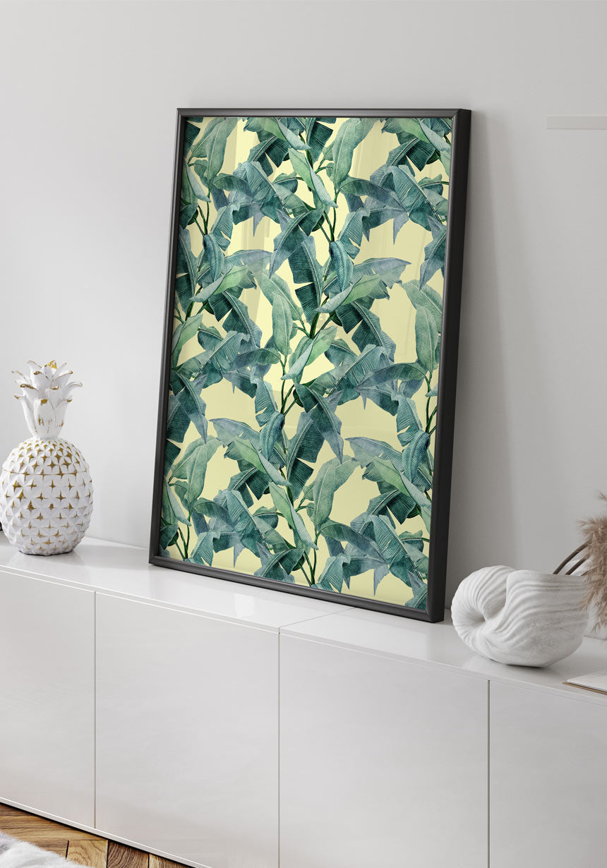 Poster banana leaves texture in the living room