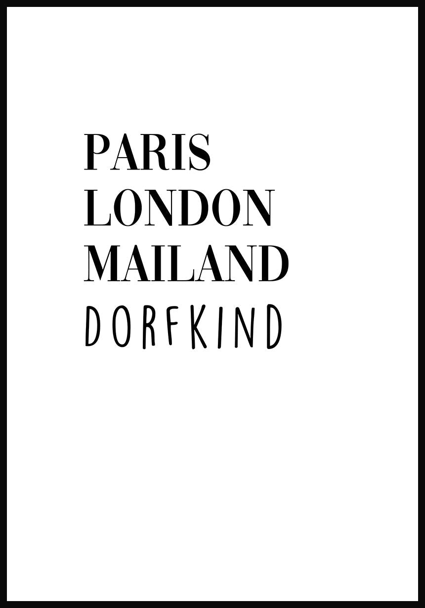Paris London Milan village poster