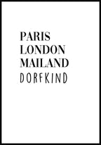 Paris London Milan village poster