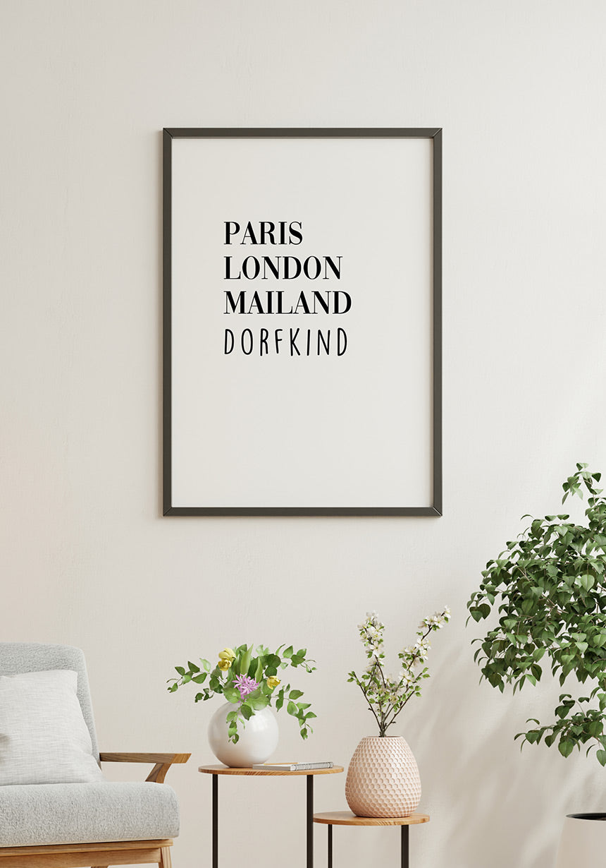 Paris London Milan village child poster living room