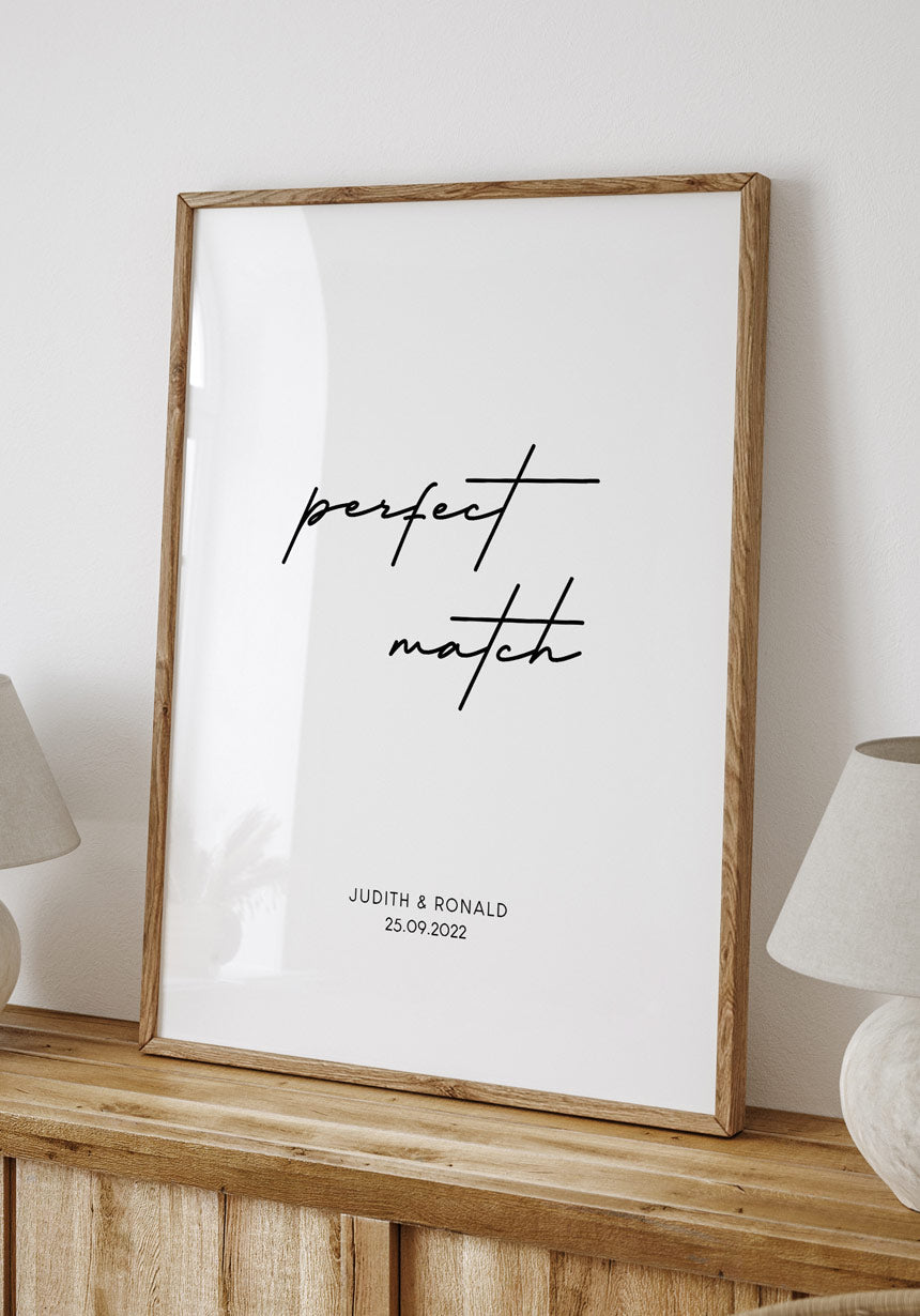 Perfect Match - Personalisierbares Poster zur Hochzeit
