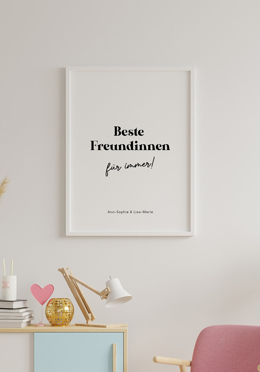 Personalisiertes Poster beste Freundinnen für immer im Kinderzimmer