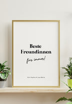 Personalisiertes Poster beste Freundinnen für immer im goldenen Rahmen