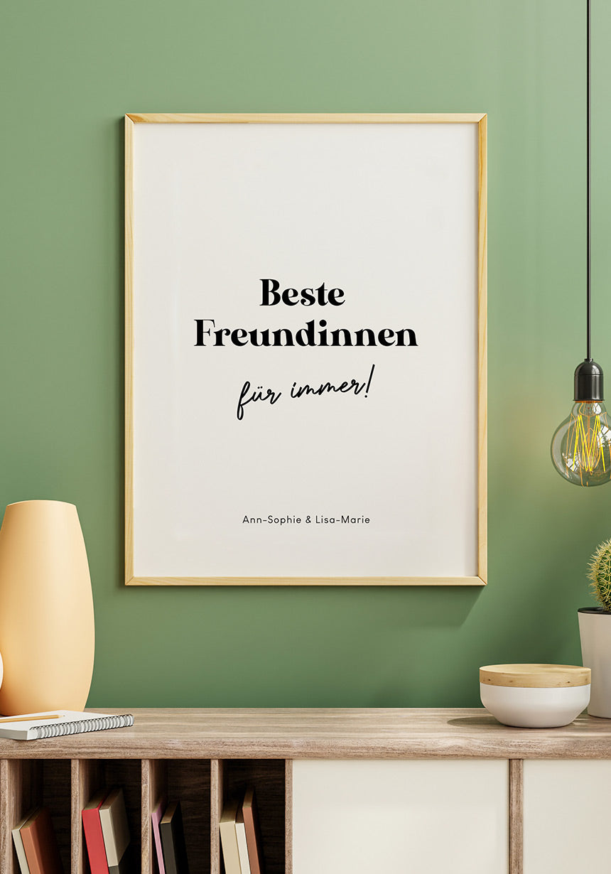 Personalisiertes Poster beste Freundinnen für immer im Wohnzimmer