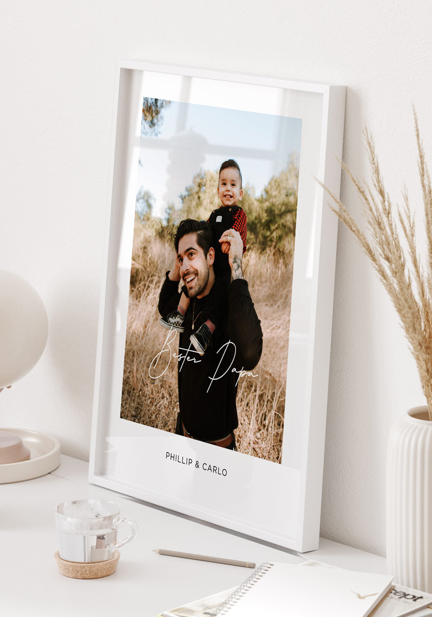 Personalisiertes Poster Bester Papa mit Bild und Namen