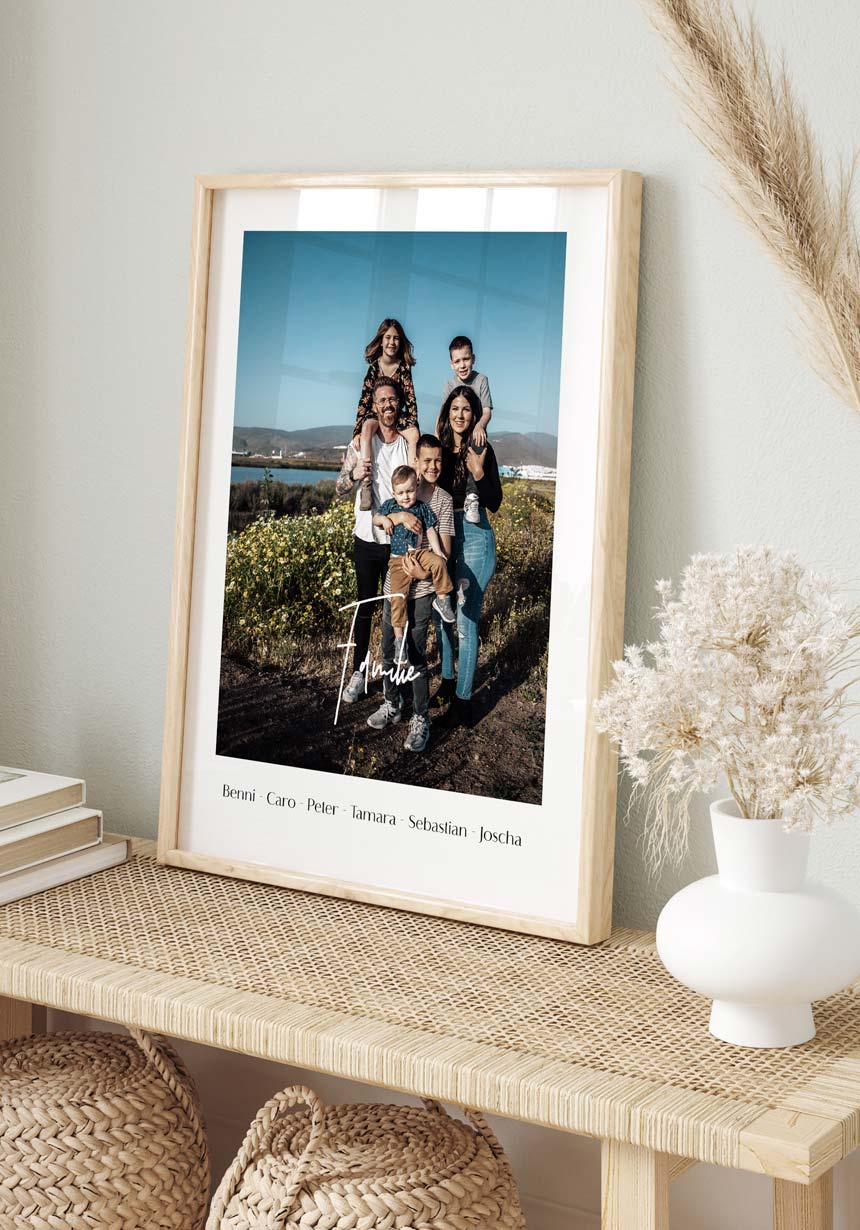 Personalisiertes Poster mit der Schrift Familie für Zuhause