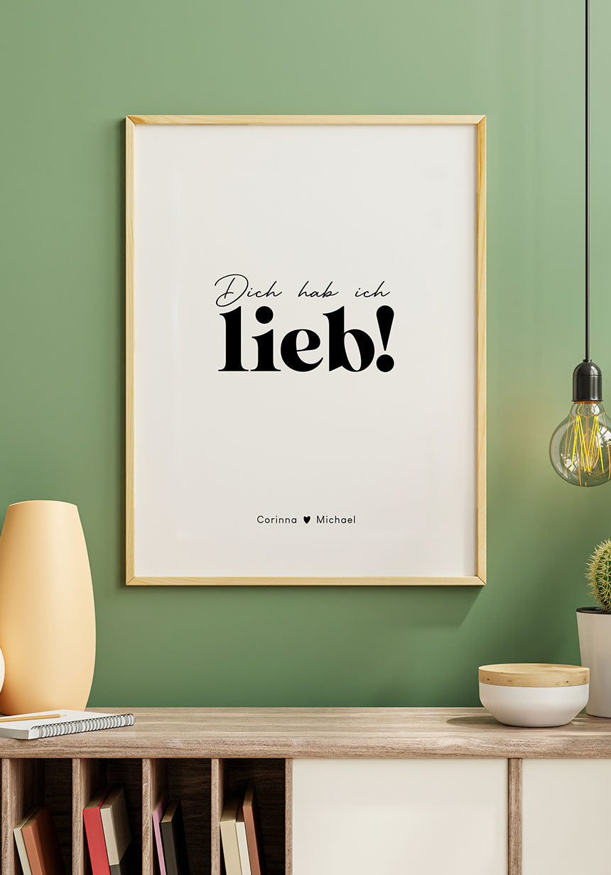 Poster personalisiert dich hab ich lieb im Wohnzimmer