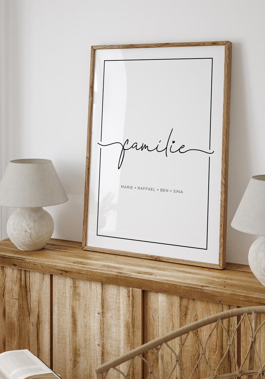 Personalisiertes Familienposter 'Familie' mit Namen als Geschenk