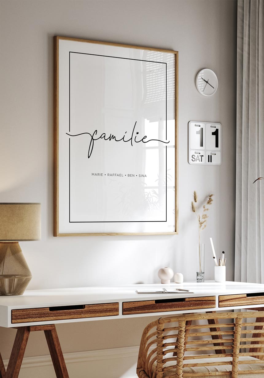 Personalisiertes Familienposter 'Familie' mit Namen für Zuhause