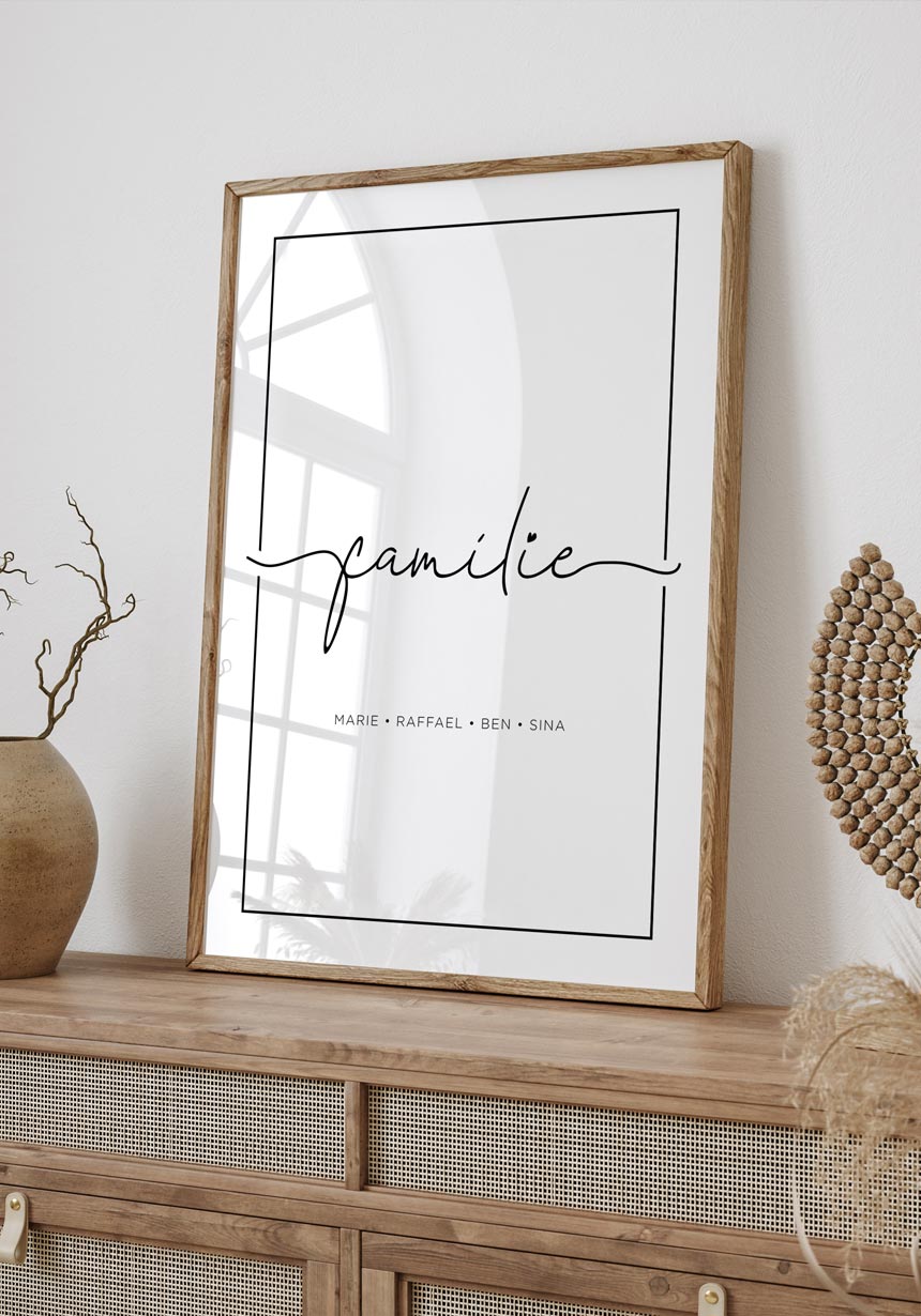 Personalisiertes Familienposter 'Familie' mit Namen Küchendeko
