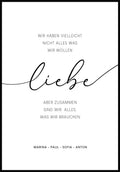 Poster personalisiert Familienspruch mit Liebe