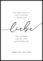 Poster personalisiert Familienspruch mit Liebe