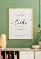 Poster personalisiert Familienspruch mit Liebe im Holzrahmen