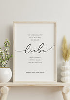 Poster personalisiert Familienspruch mit Liebe auf dem Regal