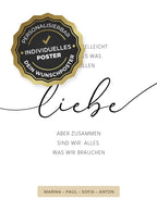 Poster personalisiert Familienspruch mit Liebe personalisierbare Flächen