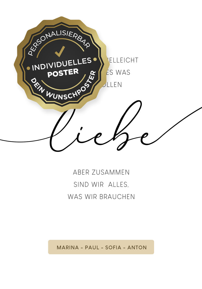 Poster personalisiert Familienspruch mit Liebe personalisierbare Flächen