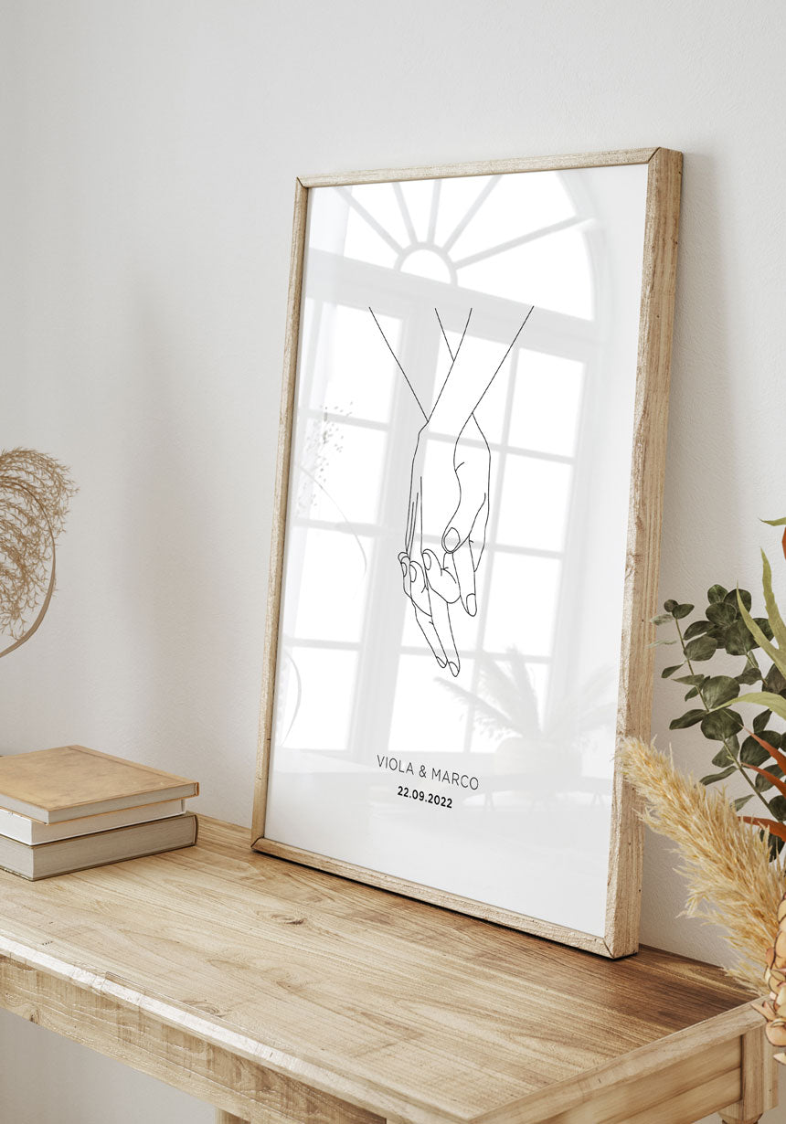 Hand in Hand - Personalisierbares Poster mit Namen