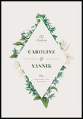 Personalisierbares Poster zur Hochzeit mit Blumen